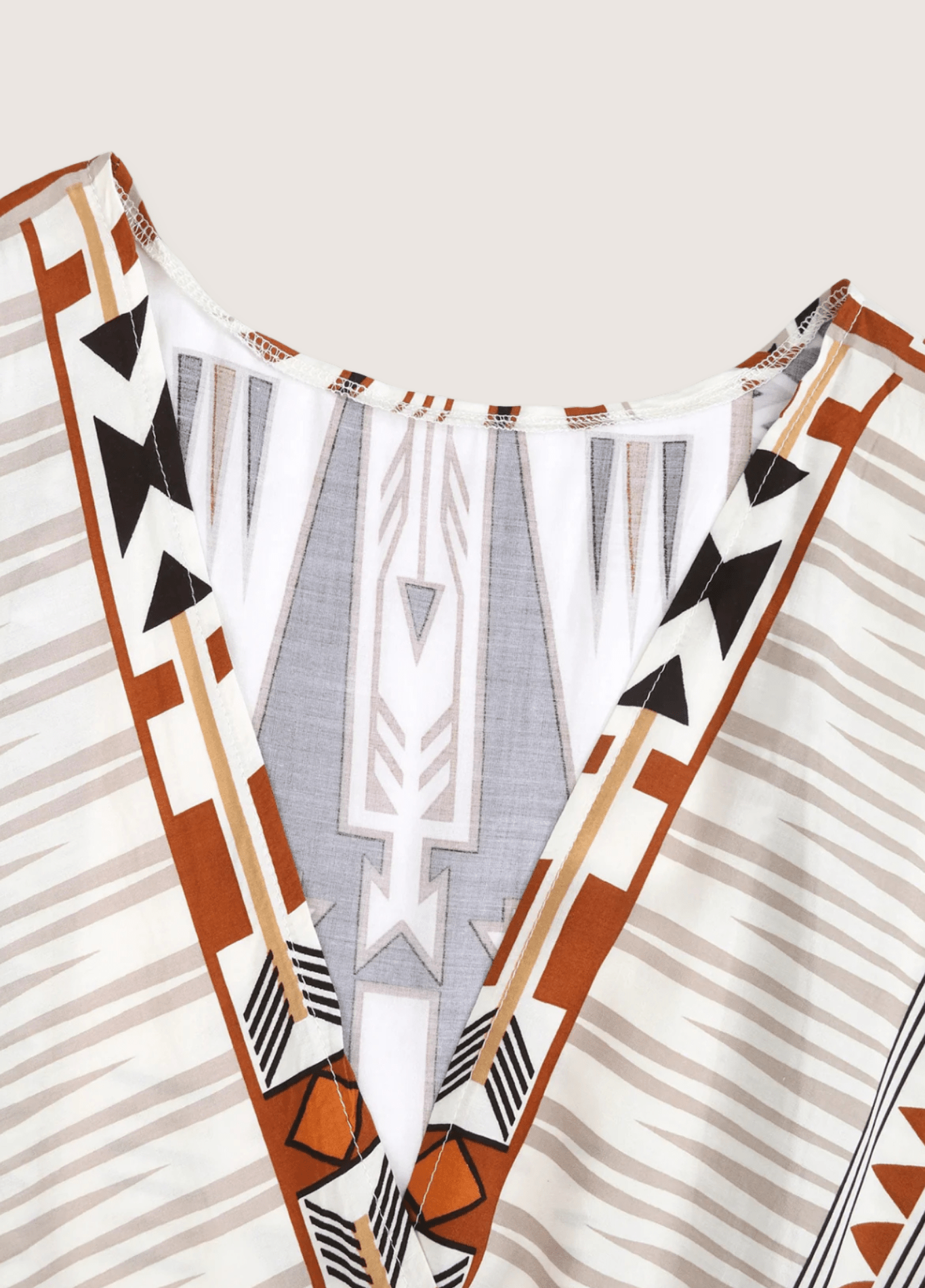 Kimono long beige à motif géométrique tribal Kimono long beige à motif géométrique tribal beige / unique