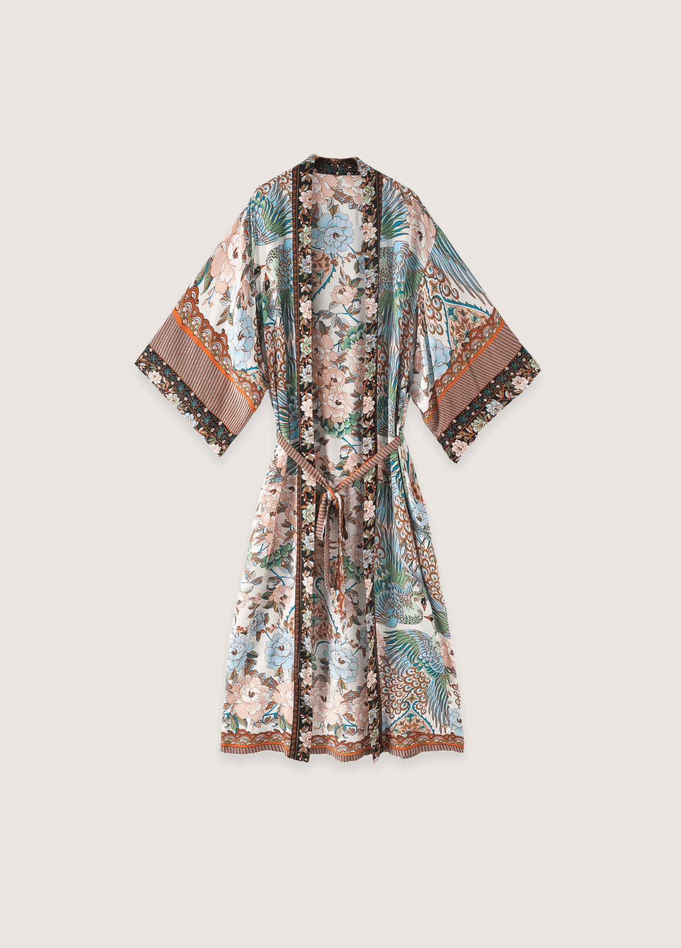 Kimono long bohème fleuri luxuriant Kimono long bohème fleuri luxuriant blanc / S