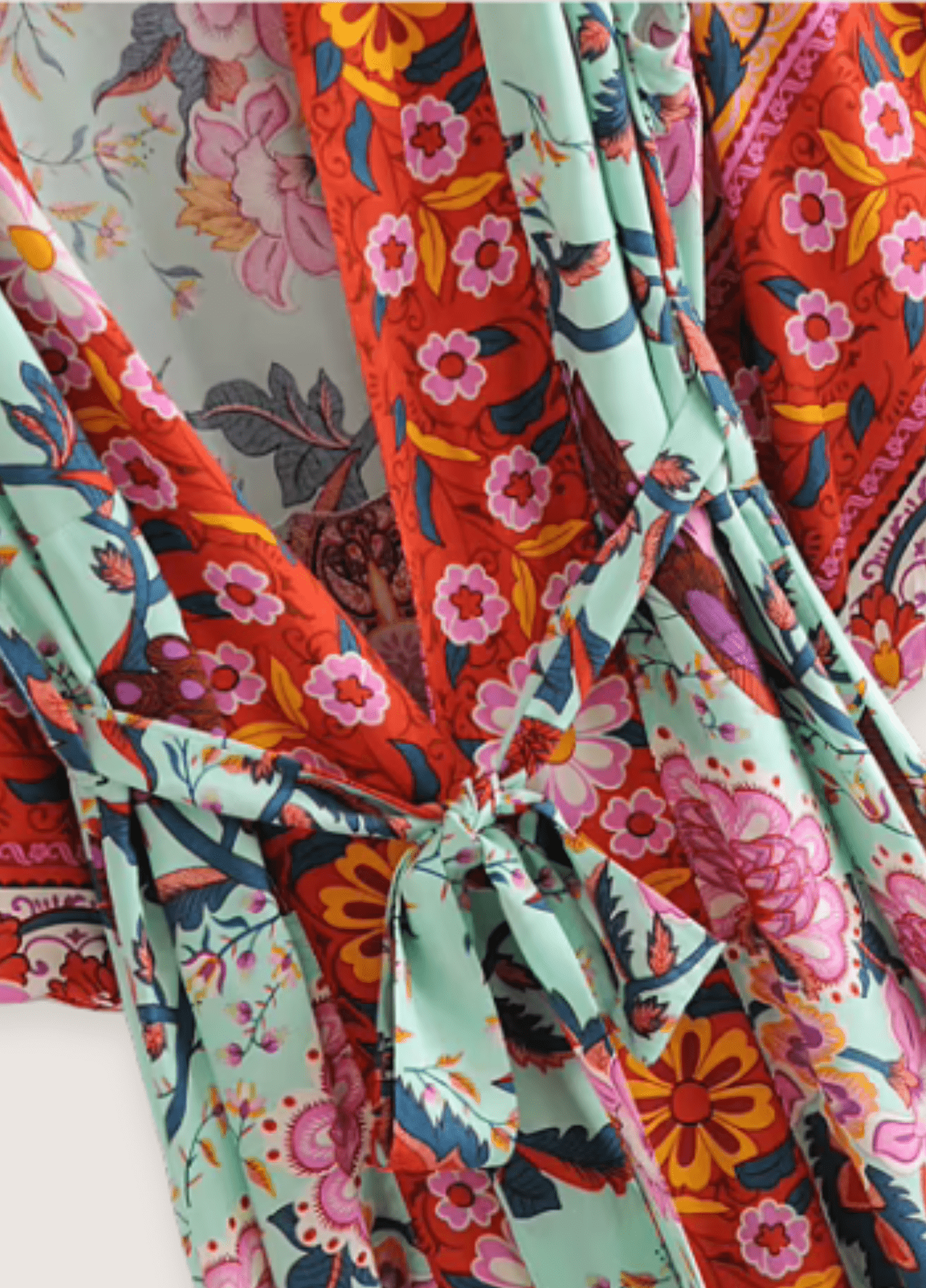 Kimono long fleuri vert grisé Kimono long fleuri vert grisé