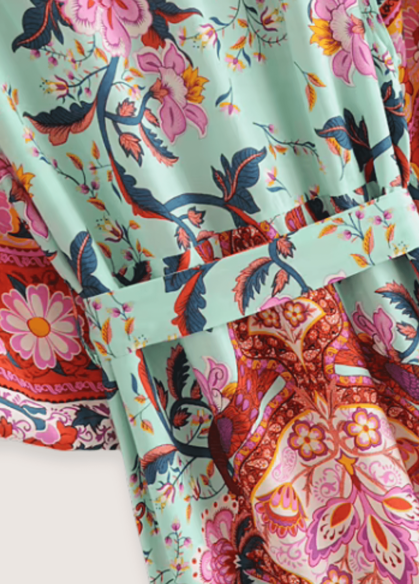 Kimono long fleuri vert grisé Kimono long fleuri vert grisé