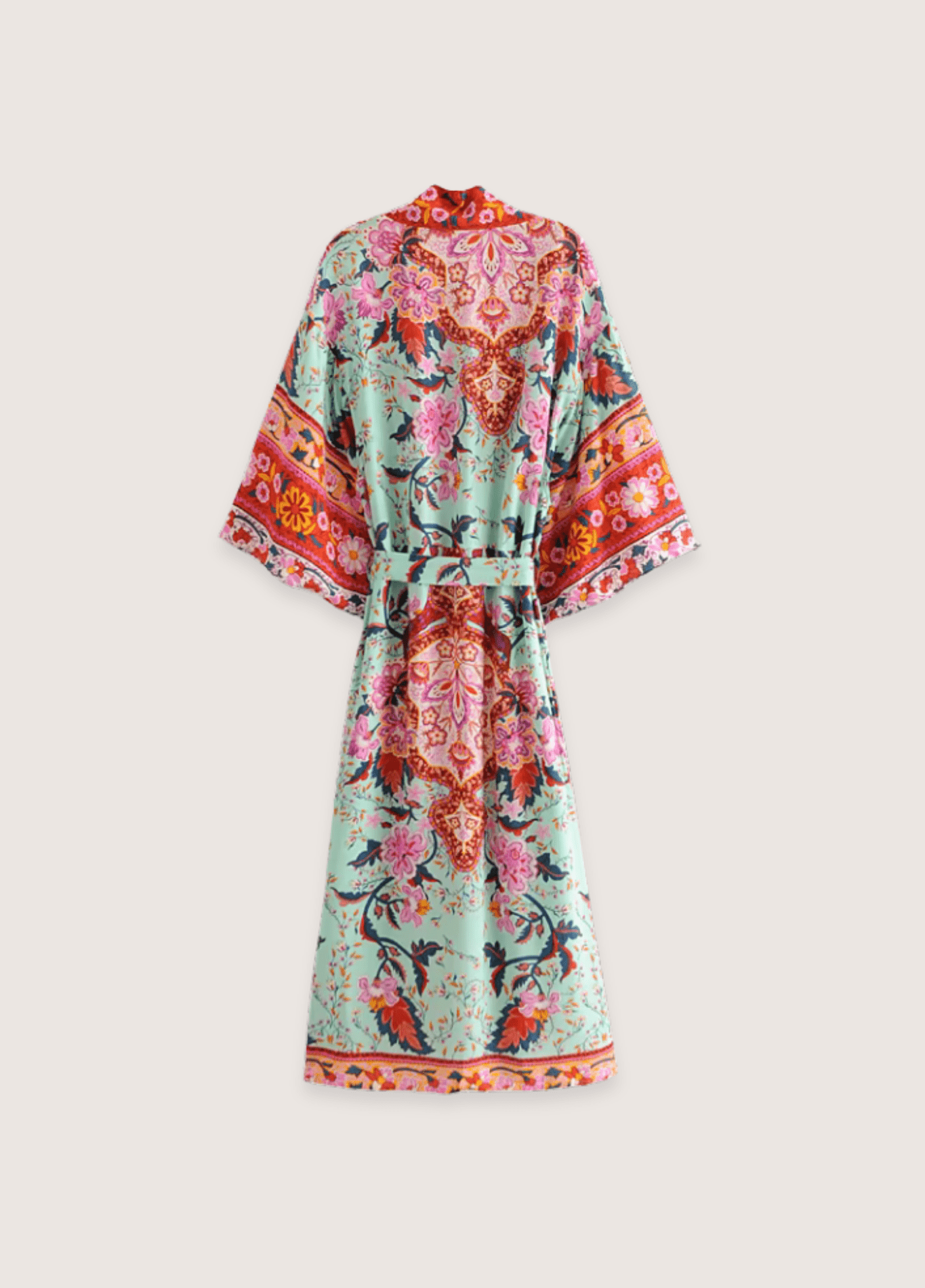 Kimono long fleuri vert grisé Kimono long fleuri vert grisé
