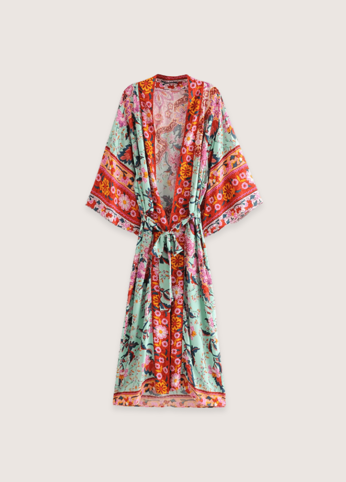 Kimono long fleuri vert grisé Kimono long fleuri vert grisé vert / M