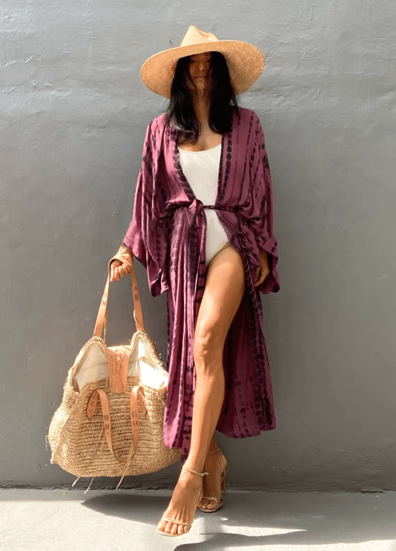 Kimono long rose rougeâtre à imprimé Tie Dye Kimono long rose rougeâtre à imprimé Tie Dye rose / unique