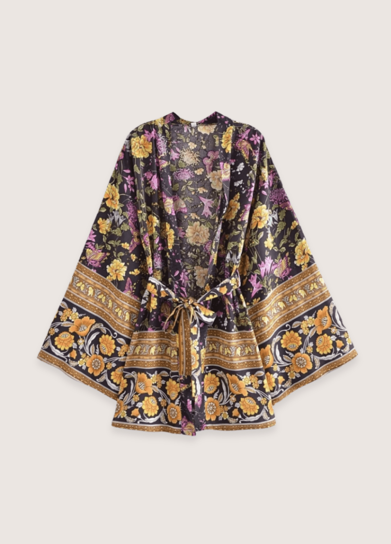 READY Vintage Multi Floral Print Women Bohemian Kimono Beachwear Batwing Sleeves Rayon Robe Beach Boho Bikini Cover-ups READY Vintage Multi Floral Print Women Bohemian Kimono Beachwear Batwing Sleeves Rayon Robe Beach Boho Bikini Cover-ups