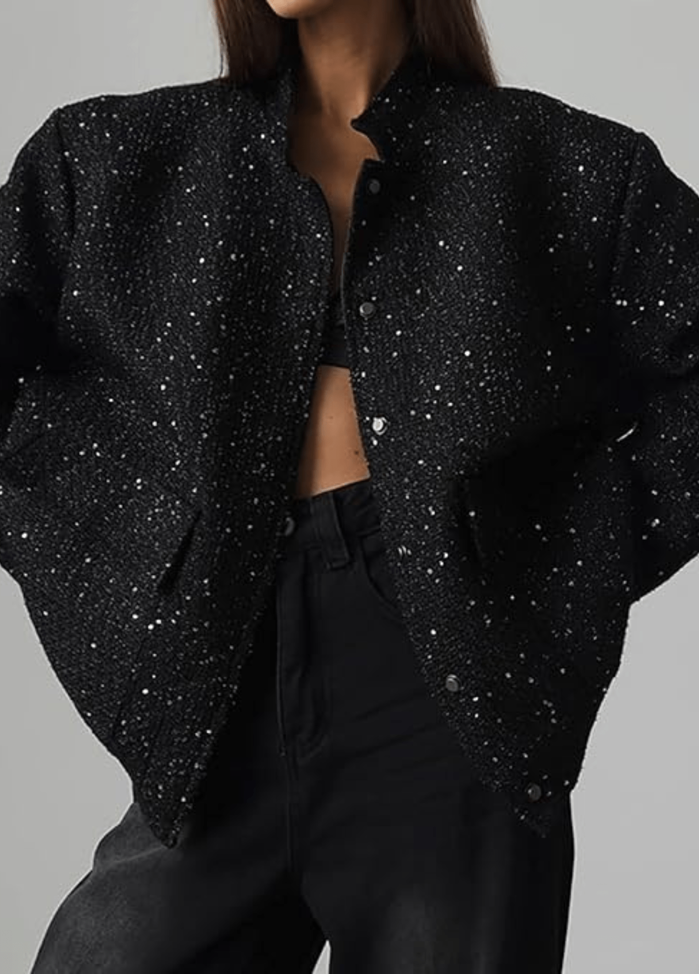 Veste kimono noir à paillettes | Hoshi Veste kimono noir à paillettes | Hoshi