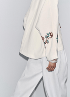 DONE 2025 BOHO Women Beige Embroidery Flower Cuff Long Sleeve Kimono Shirt Holiday V neck Lacing Up Tide Bow Cardigan Blouse Cape DONE 2025 BOHO Women Beige Embroidery Flower Cuff Long Sleeve Kimono Shirt Holiday V neck Lacing Up Tide Bow Cardigan Blouse Cape
