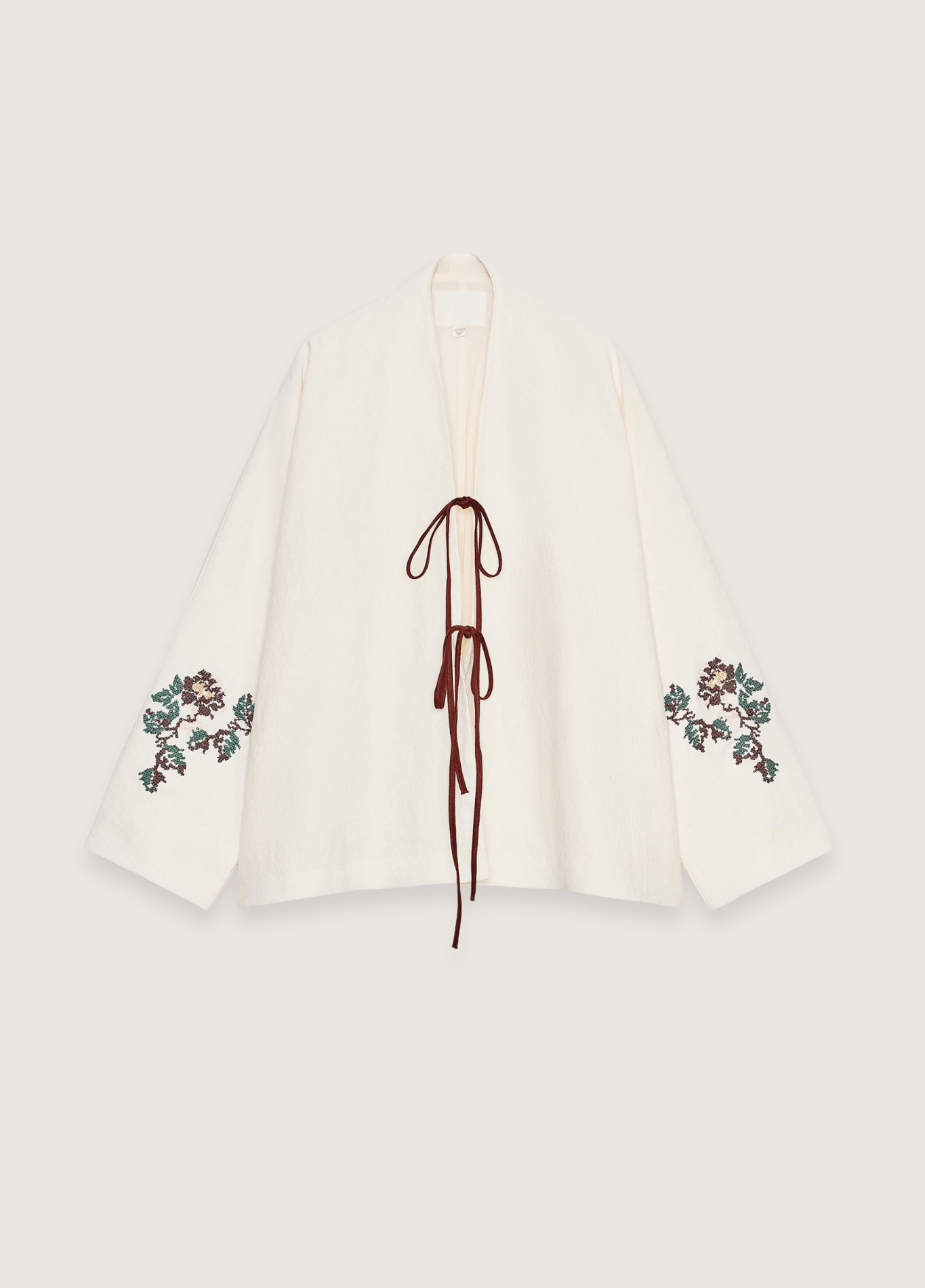 DONE 2025 BOHO Women Beige Embroidery Flower Cuff Long Sleeve Kimono Shirt Holiday V neck Lacing Up Tide Bow Cardigan Blouse Cape DONE 2025 BOHO Women Beige Embroidery Flower Cuff Long Sleeve Kimono Shirt Holiday V neck Lacing Up Tide Bow Cardigan Blouse Cape Beige / M