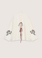 DONE 2025 BOHO Women Beige Embroidery Flower Cuff Long Sleeve Kimono Shirt Holiday V neck Lacing Up Tide Bow Cardigan Blouse Cape DONE 2025 BOHO Women Beige Embroidery Flower Cuff Long Sleeve Kimono Shirt Holiday V neck Lacing Up Tide Bow Cardigan Blouse Cape Beige / M