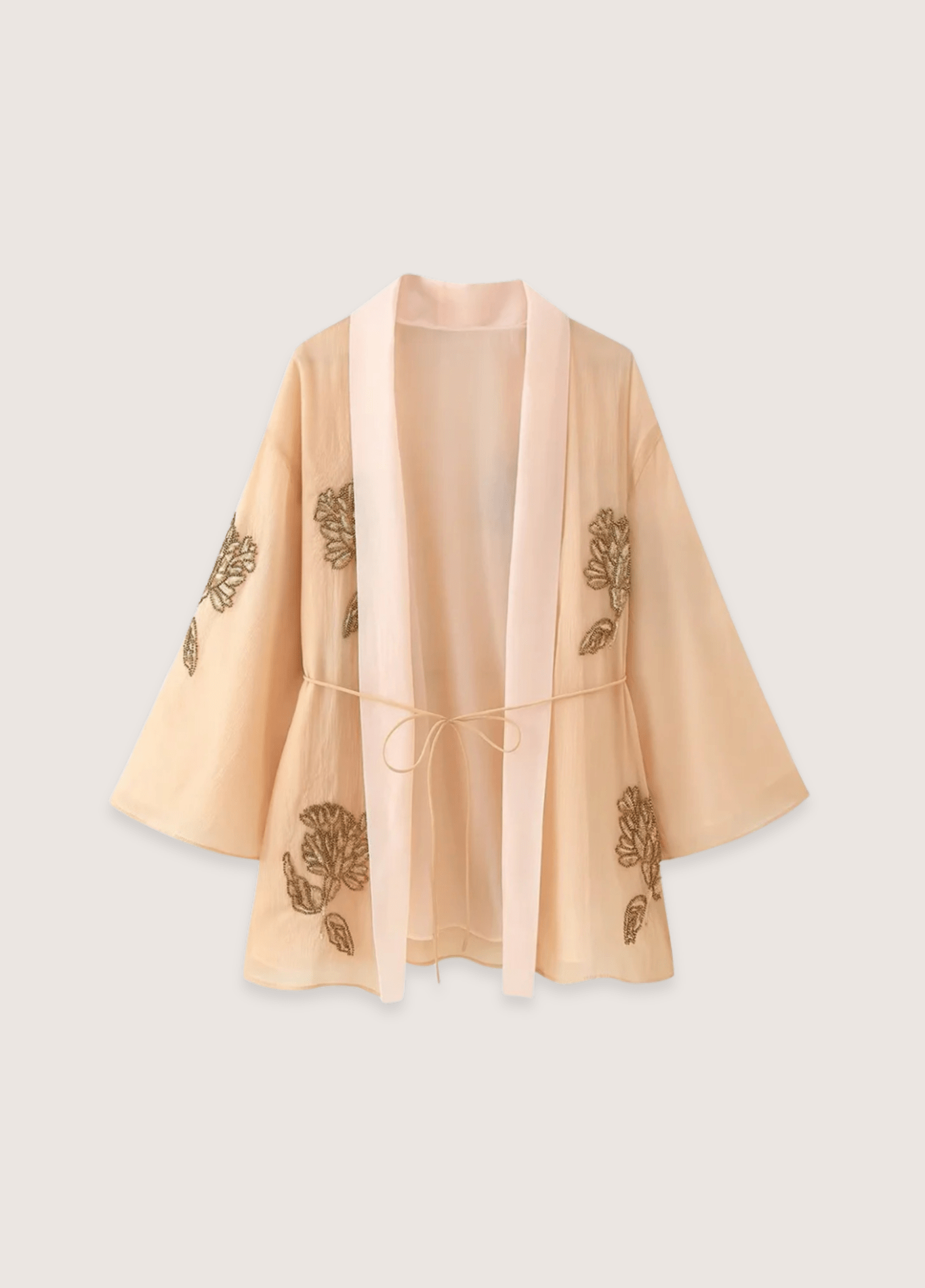 DONE Silk Blend Kimono Jacket Women's Fashion Beaded Decorated Outerwear Coat V-neck Long Sleeve Outerwear Loose Fit Batwing Jacket DONE Silk Blend Kimono Jacket Women's Fashion Beaded Decorated Outerwear Coat V-neck Long Sleeve Outerwear Loose Fit Batwing Jacket Beige / One Size