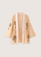 DONE Silk Blend Kimono Jacket Women's Fashion Beaded Decorated Outerwear Coat V-neck Long Sleeve Outerwear Loose Fit Batwing Jacket DONE Silk Blend Kimono Jacket Women's Fashion Beaded Decorated Outerwear Coat V-neck Long Sleeve Outerwear Loose Fit Batwing Jacket Beige / One Size