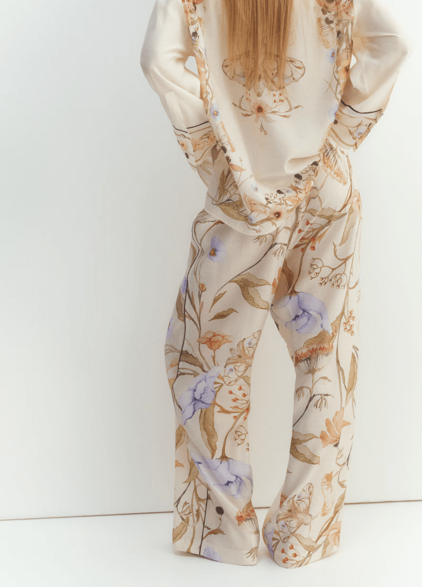 DONE UNIZERA women's floral pattern shirt with rolled edge design long pants temperament spring new pants DONE UNIZERA women's floral pattern shirt with rolled edge design long pants temperament spring new pants