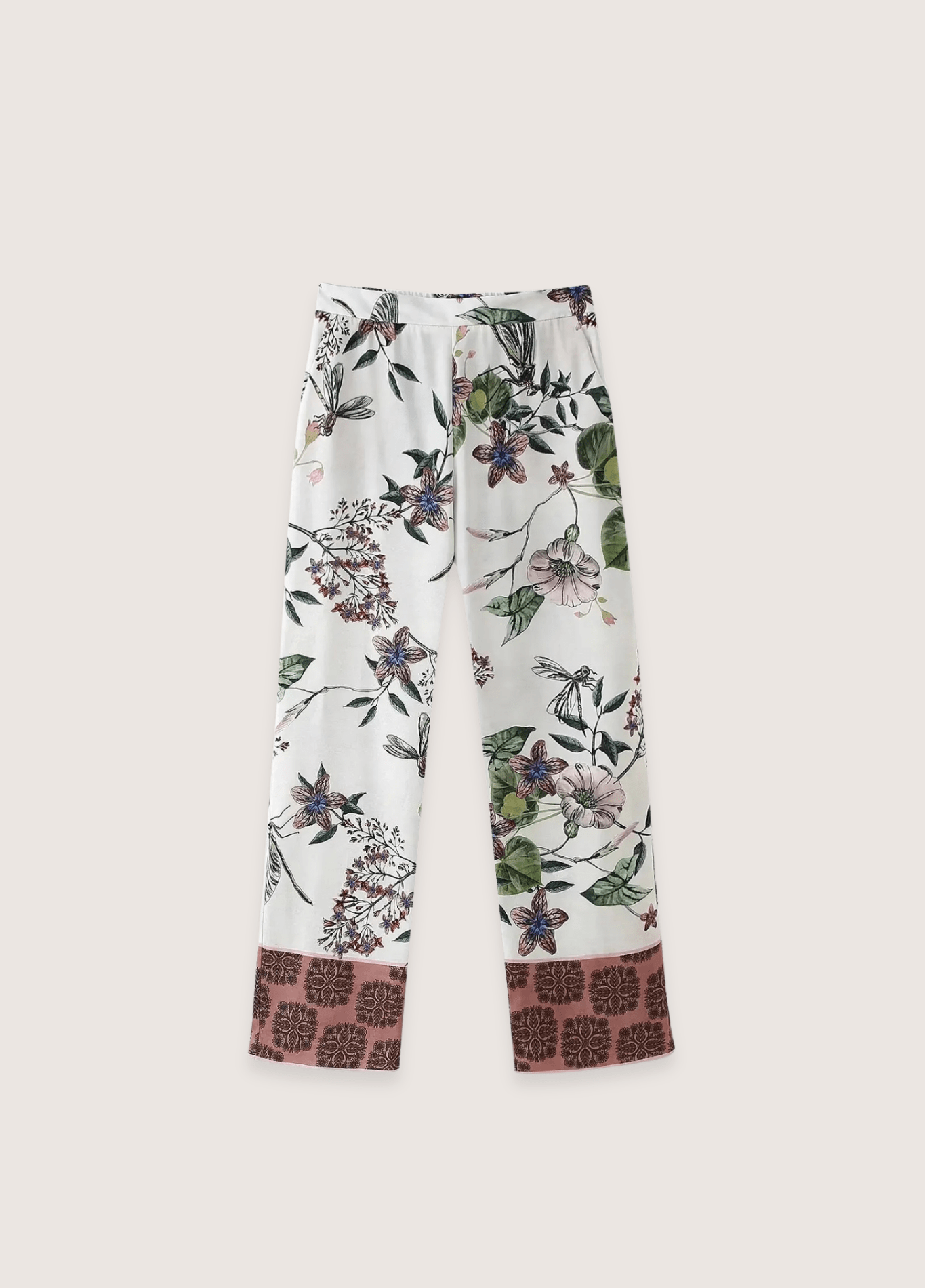 DONE Y2K TRAF fashion printed panty suit female V-neck lace-up top+high waist wide-leg pants loose two-piece 2024 new DONE Y2K TRAF fashion printed panty suit female V-neck lace-up top+high waist wide-leg pants loose two-piece 2024 new pants / S