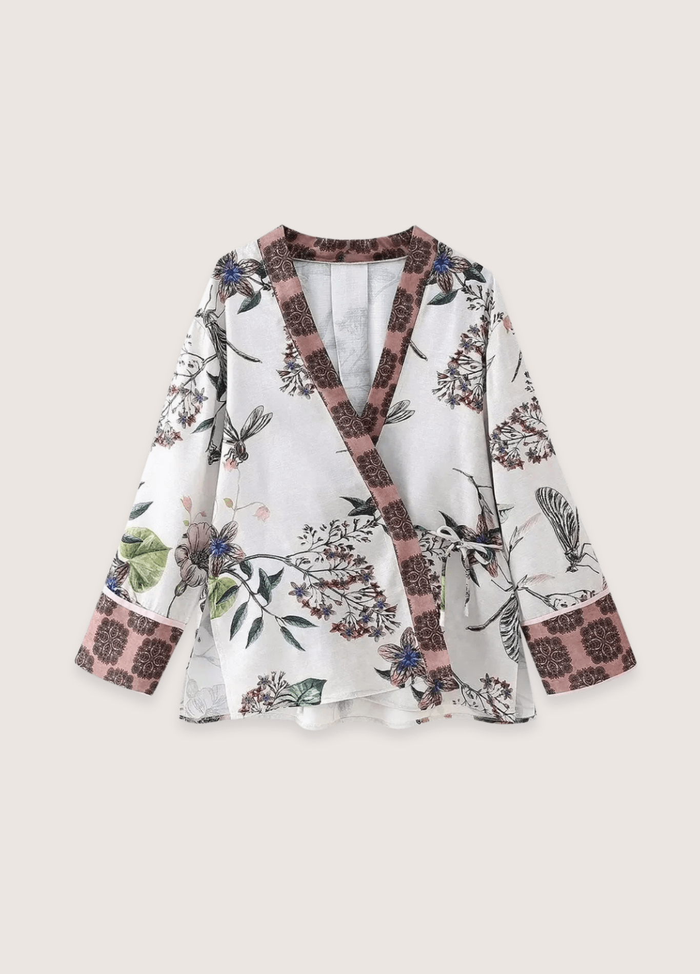 DONE Y2K TRAF fashion printed panty suit female V-neck lace-up top+high waist wide-leg pants loose two-piece 2024 new DONE Y2K TRAF fashion printed panty suit female V-neck lace-up top+high waist wide-leg pants loose two-piece 2024 new