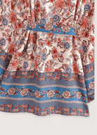 Kimono court bohème abricot et bleu Kimono court bohème abricot et bleu