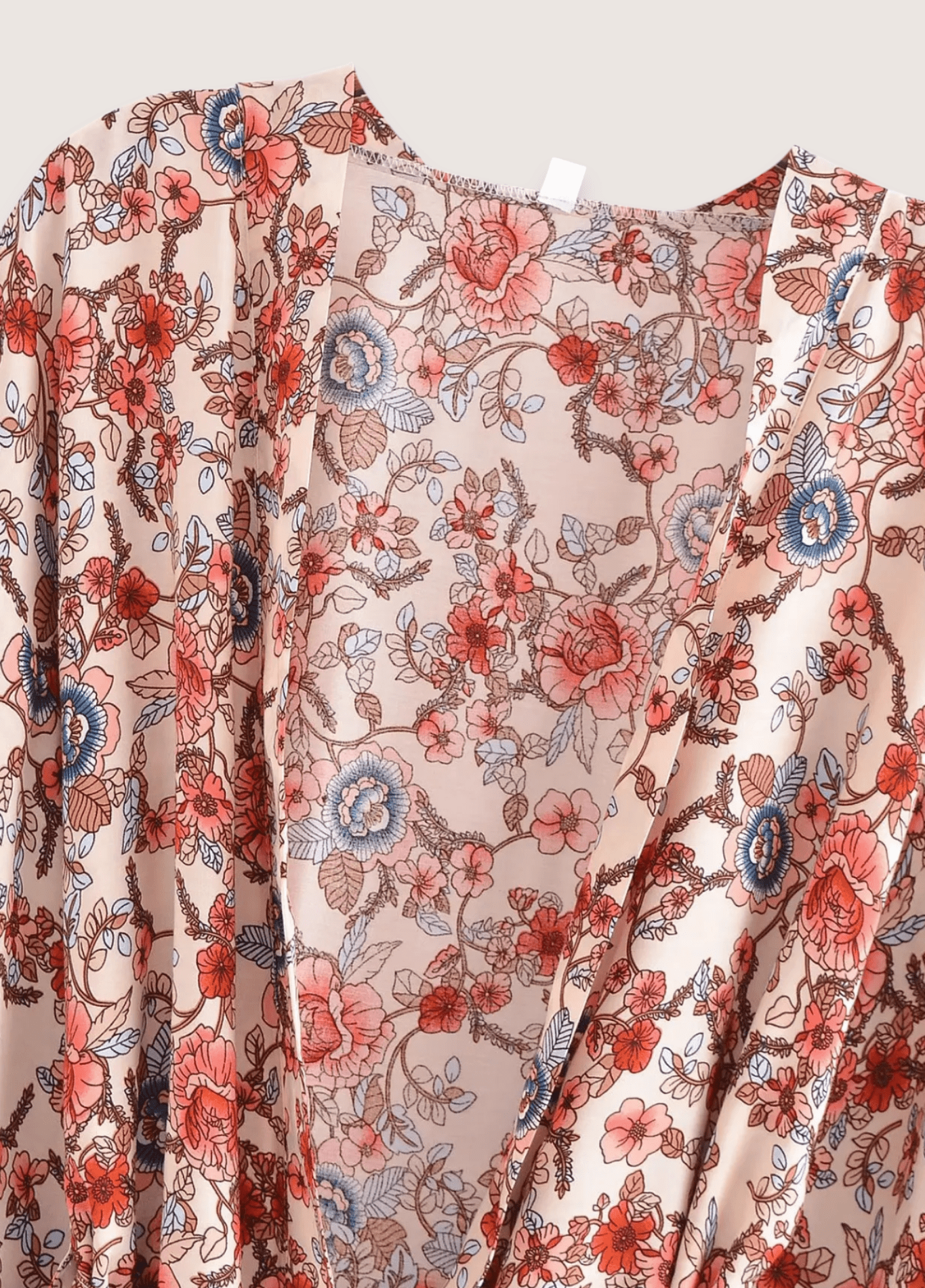 Kimono court bohème abricot et bleu Kimono court bohème abricot et bleu