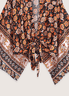 Kimono court bohème orange et noir Kimono court bohème orange et noir