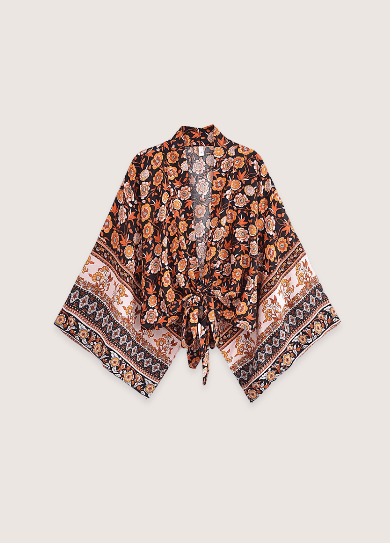 Kimono court bohème orange et noir Kimono court bohème orange et noir orange / S