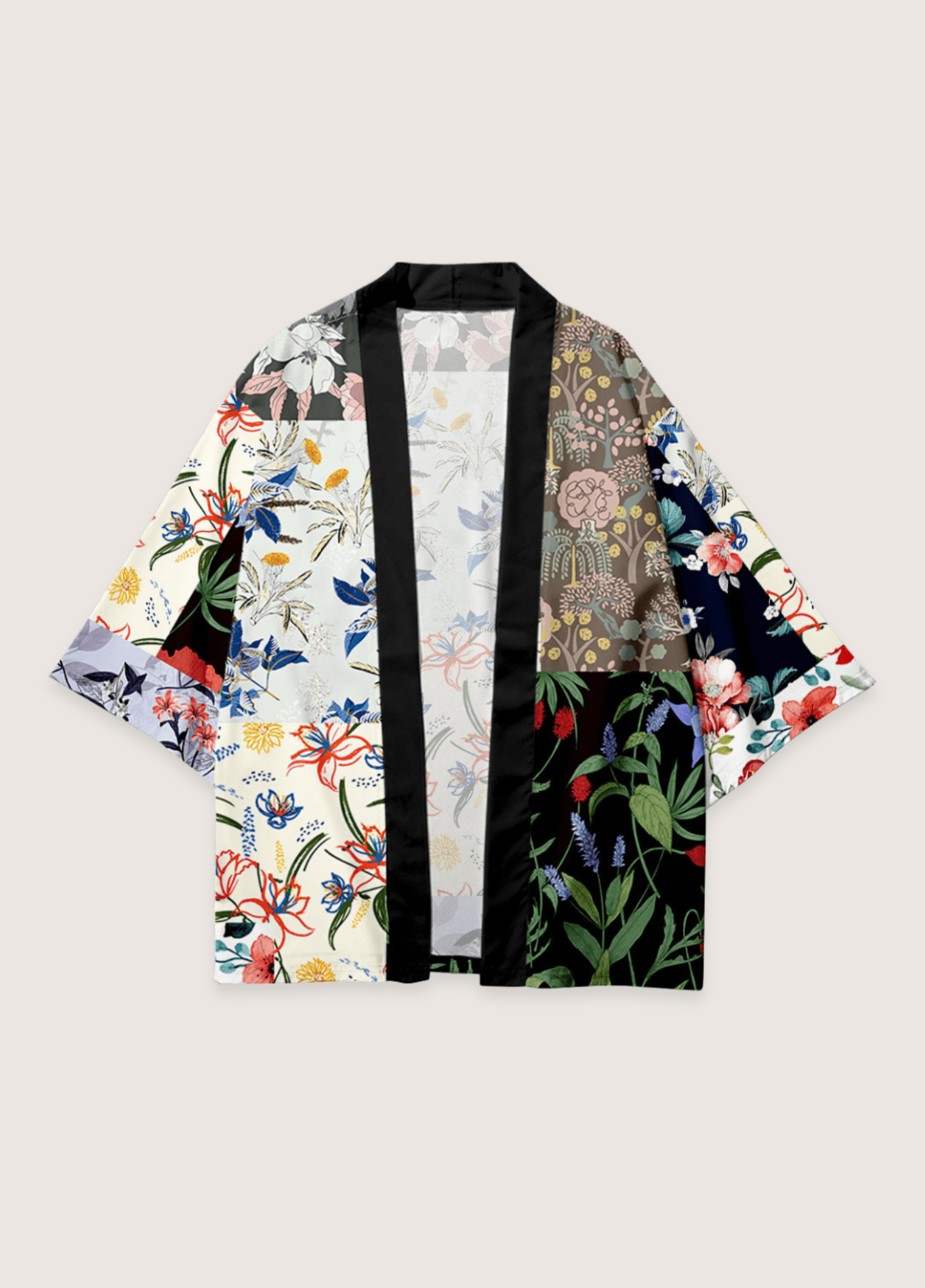 Kimono court | Éclat Floral blanc / XS