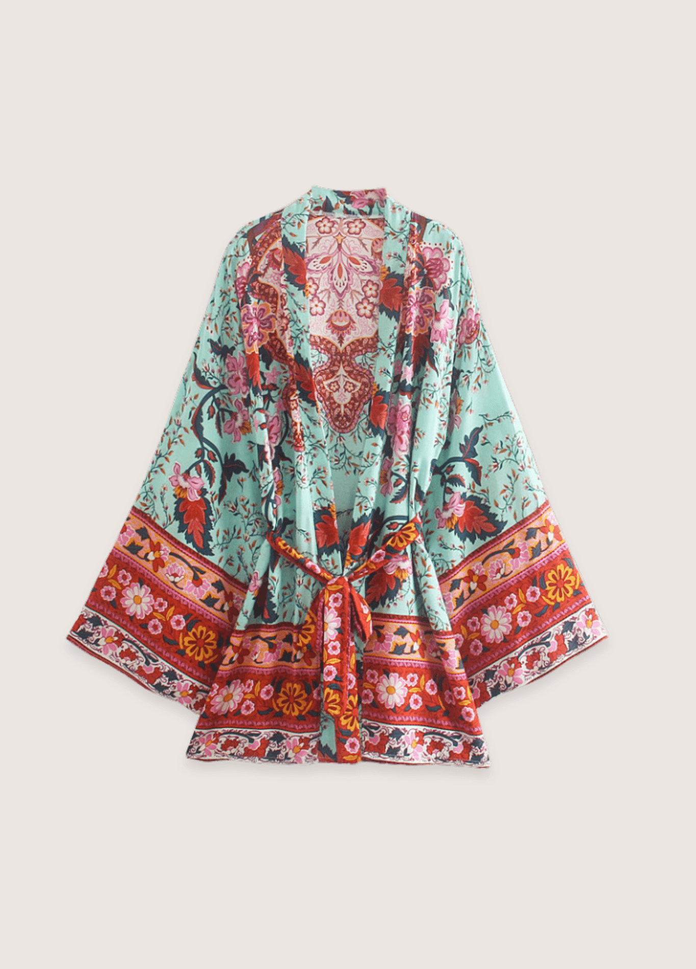 Kimono court fleuri bleu et rose Kimono court floral bleu/rose / S