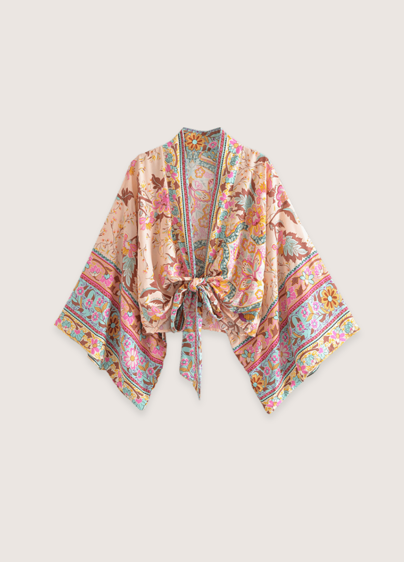 Kimono court fleuri rose pâle rose/fleuri / S