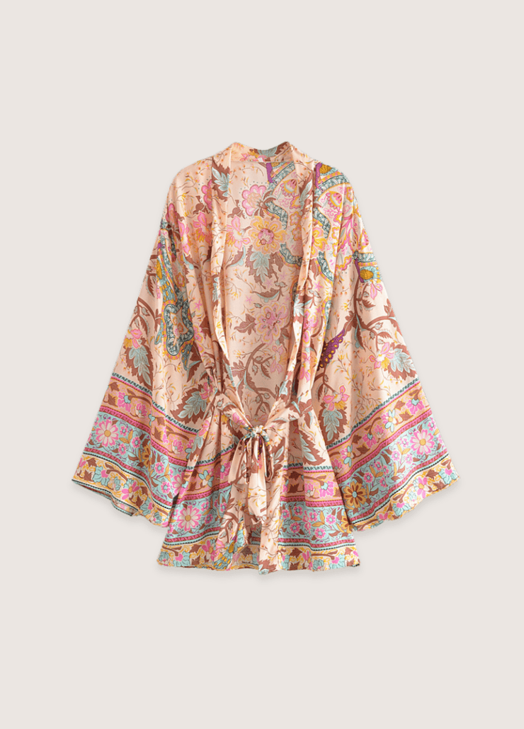Kimono plage court floral coloré