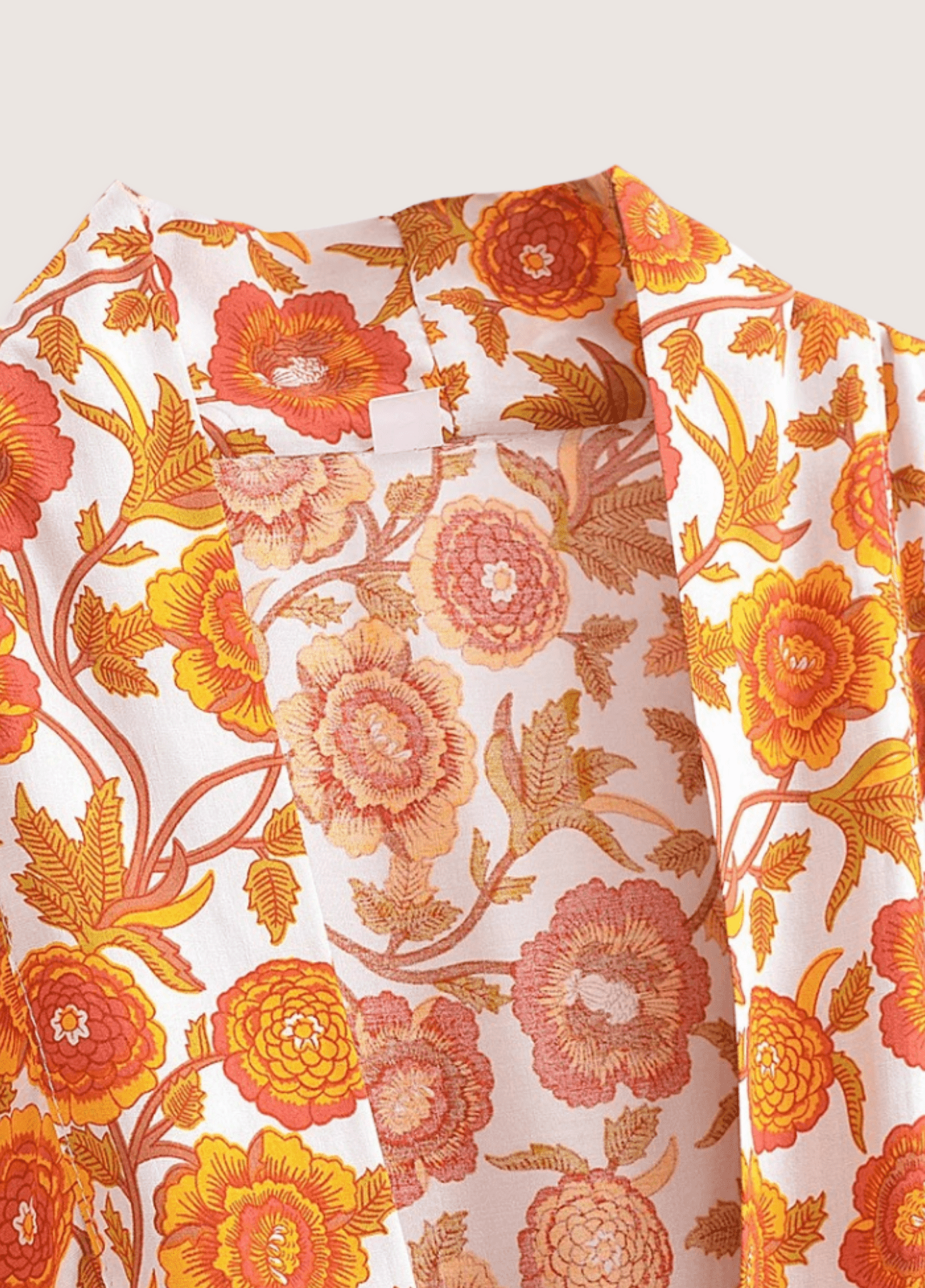 Kimono court jaune fleuri Kimono court jaune fleuri