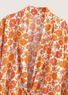Kimono court jaune fleuri Kimono court jaune fleuri