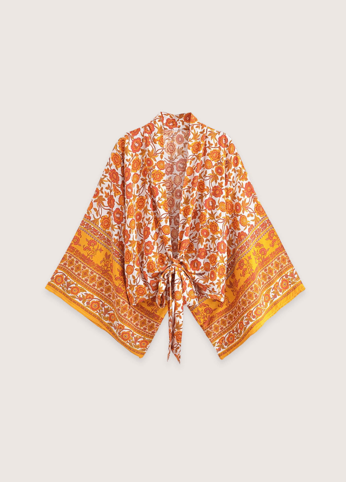Kimono court jaune fleuri Kimono court jaune fleuri jaune / S