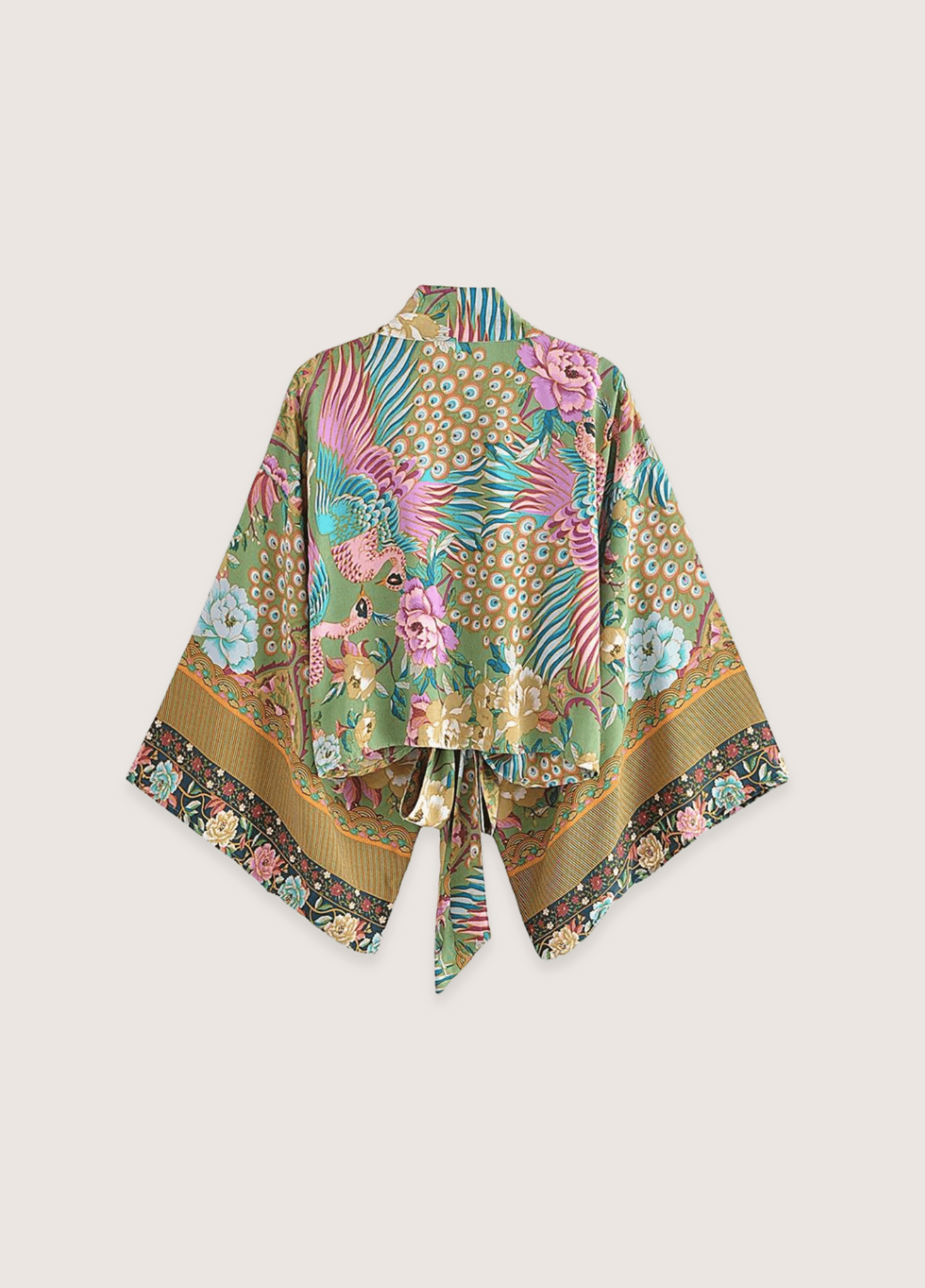 Kimono court paon fleuri Kimono court paon fleuri