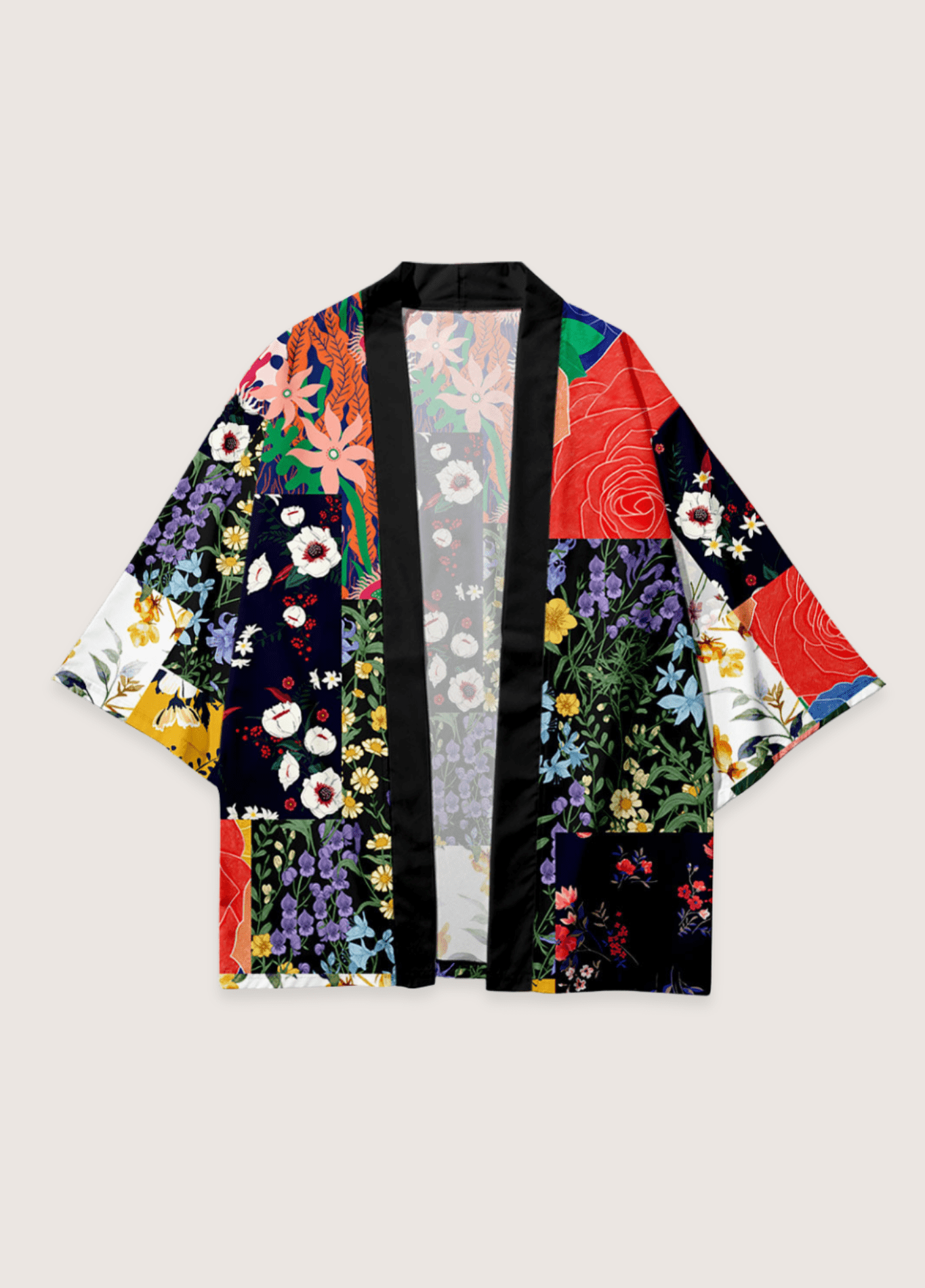 Kimono court | Patchwork Floral noir / XS