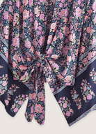 Kimono court plage fleuri rose et bleu nuit Kimono court plage fleuri rose et bleu nuit