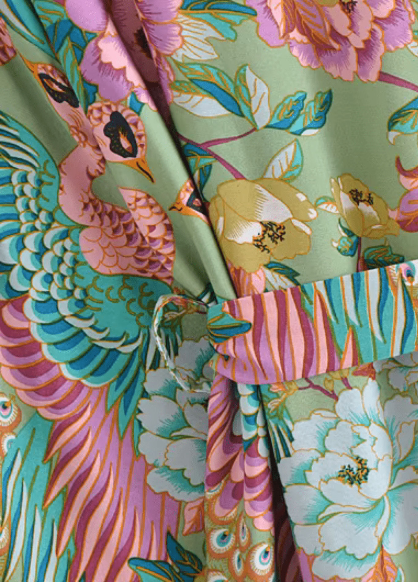 Kimono court plage paon fleuri Kimono court plage paon fleuri