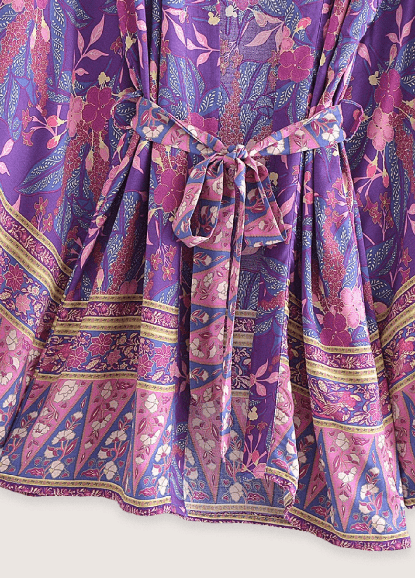 Kimono court plage violet fleuri Kimono court plage violet fleuri