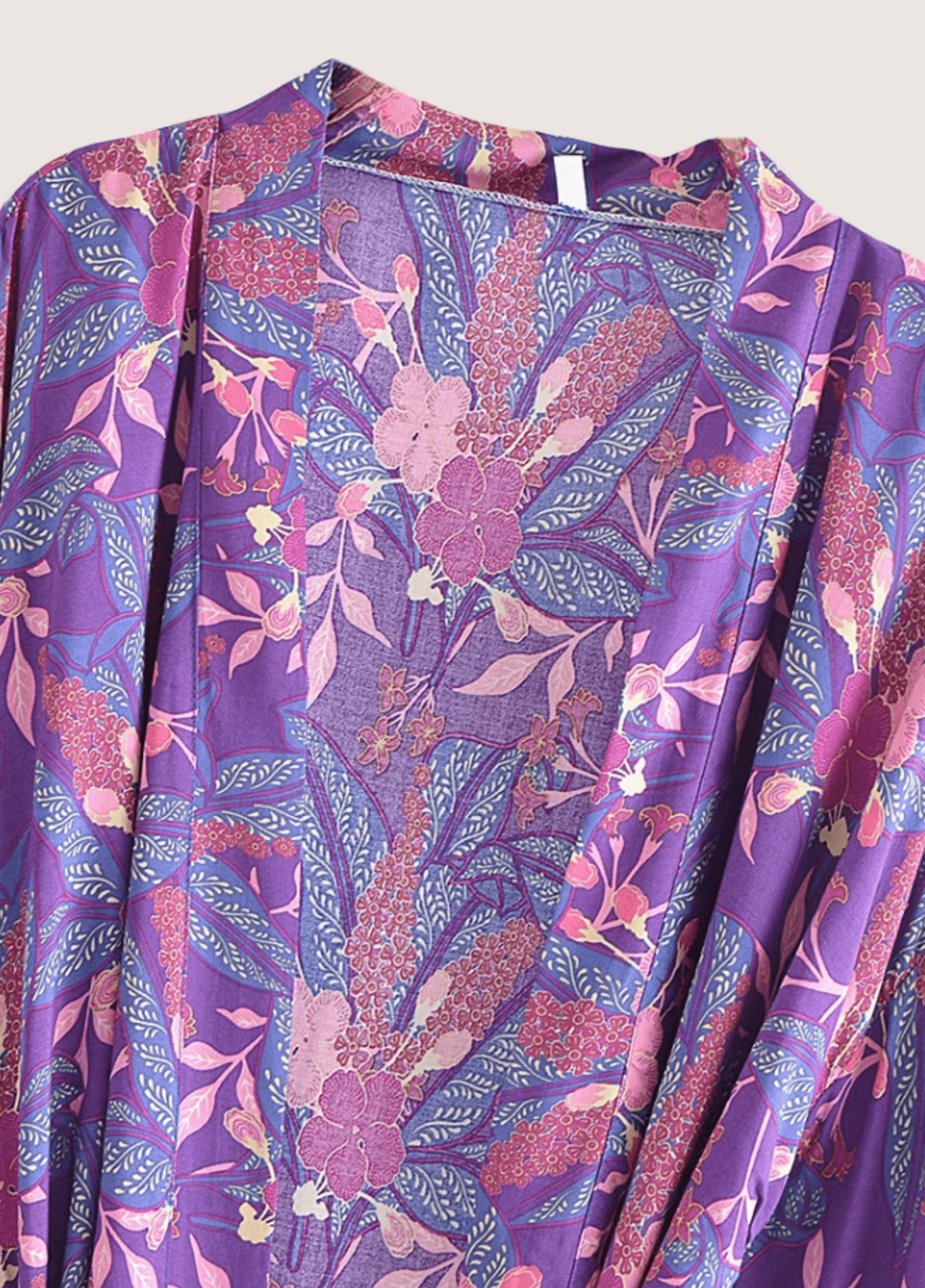 Kimono court plage violet fleuri Kimono court plage violet fleuri