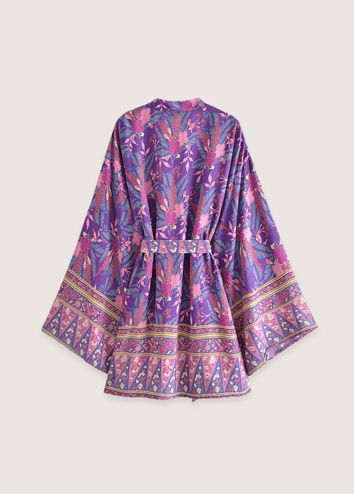 Kimono court plage violet fleuri Kimono court plage violet fleuri