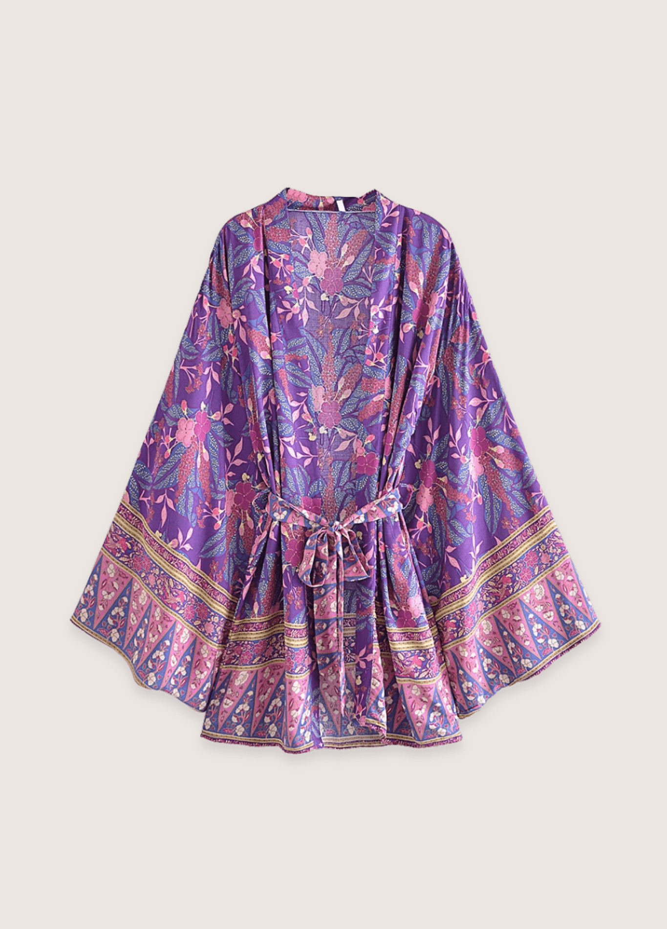 Kimono court plage violet fleuri Kimono court plage violet fleuri violet / S