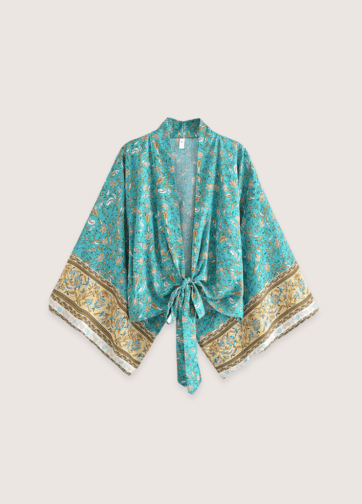 Kimono plage court Turquoise Caravan