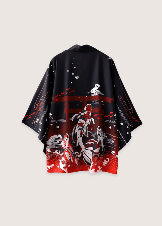 Kimono japonais | Élégance Aquatique noir / unique