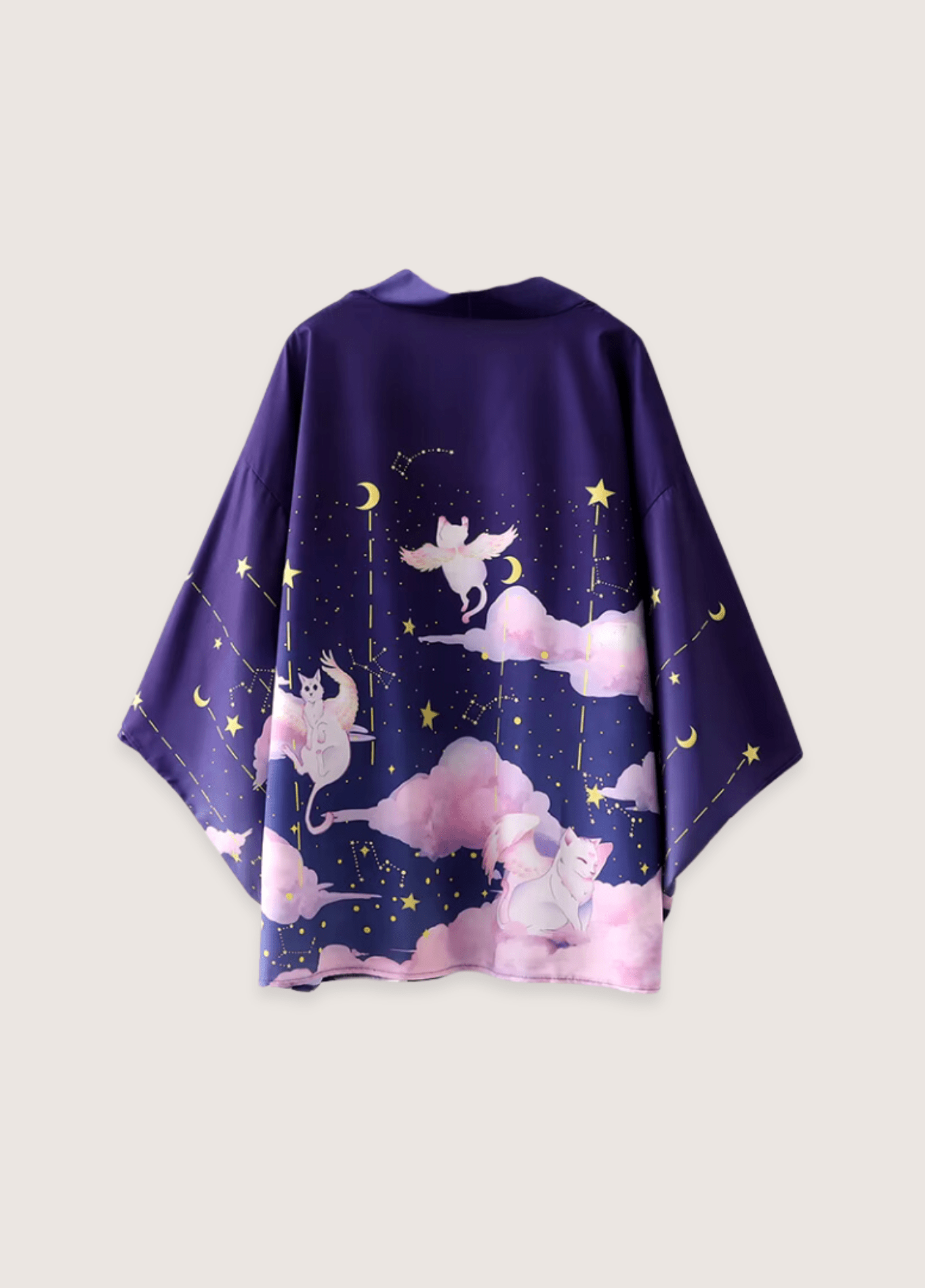 Kimono japonais | Félin Céleste violet / unique