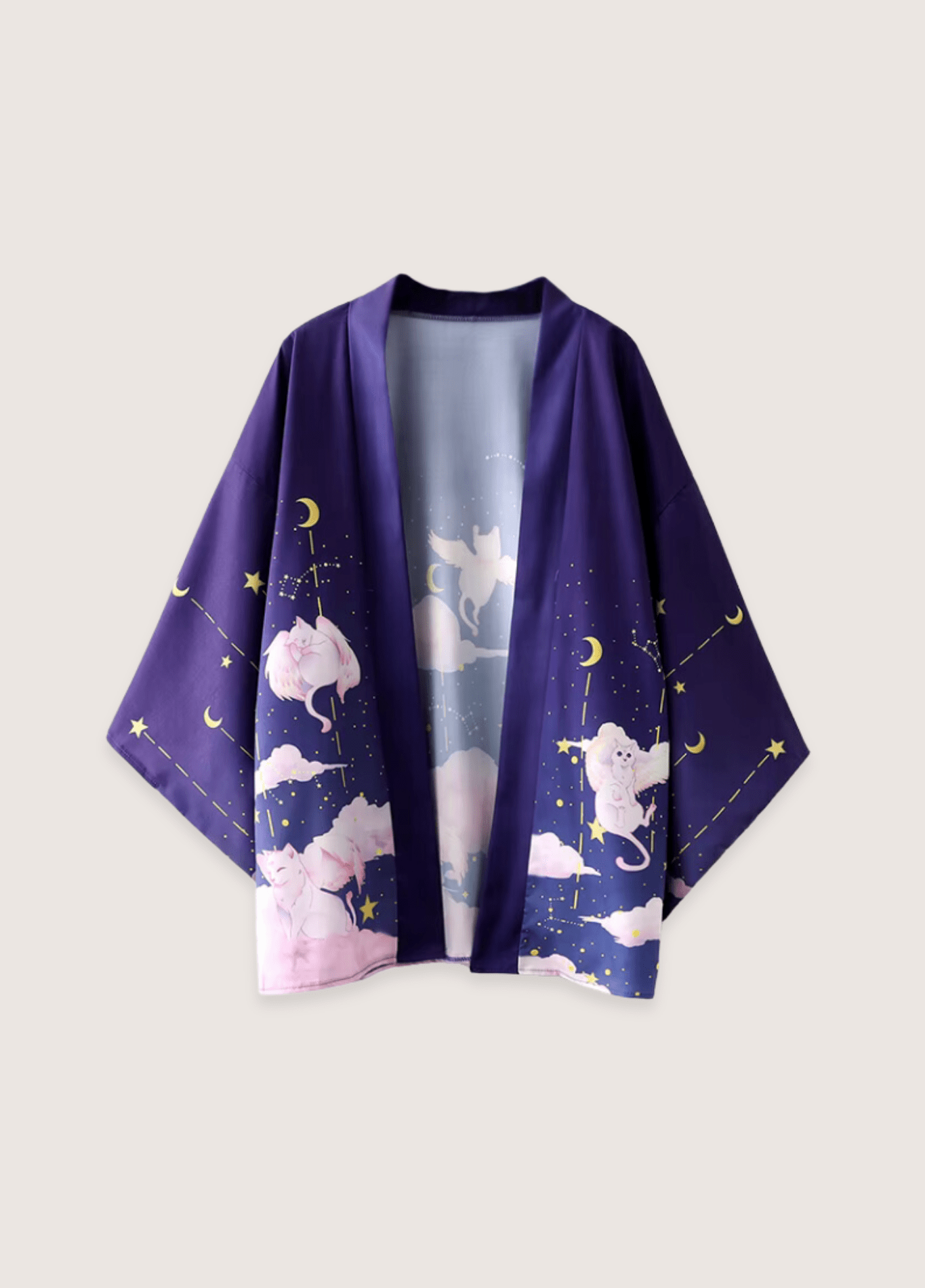 Kimono japonais | Félin Céleste violet / unique