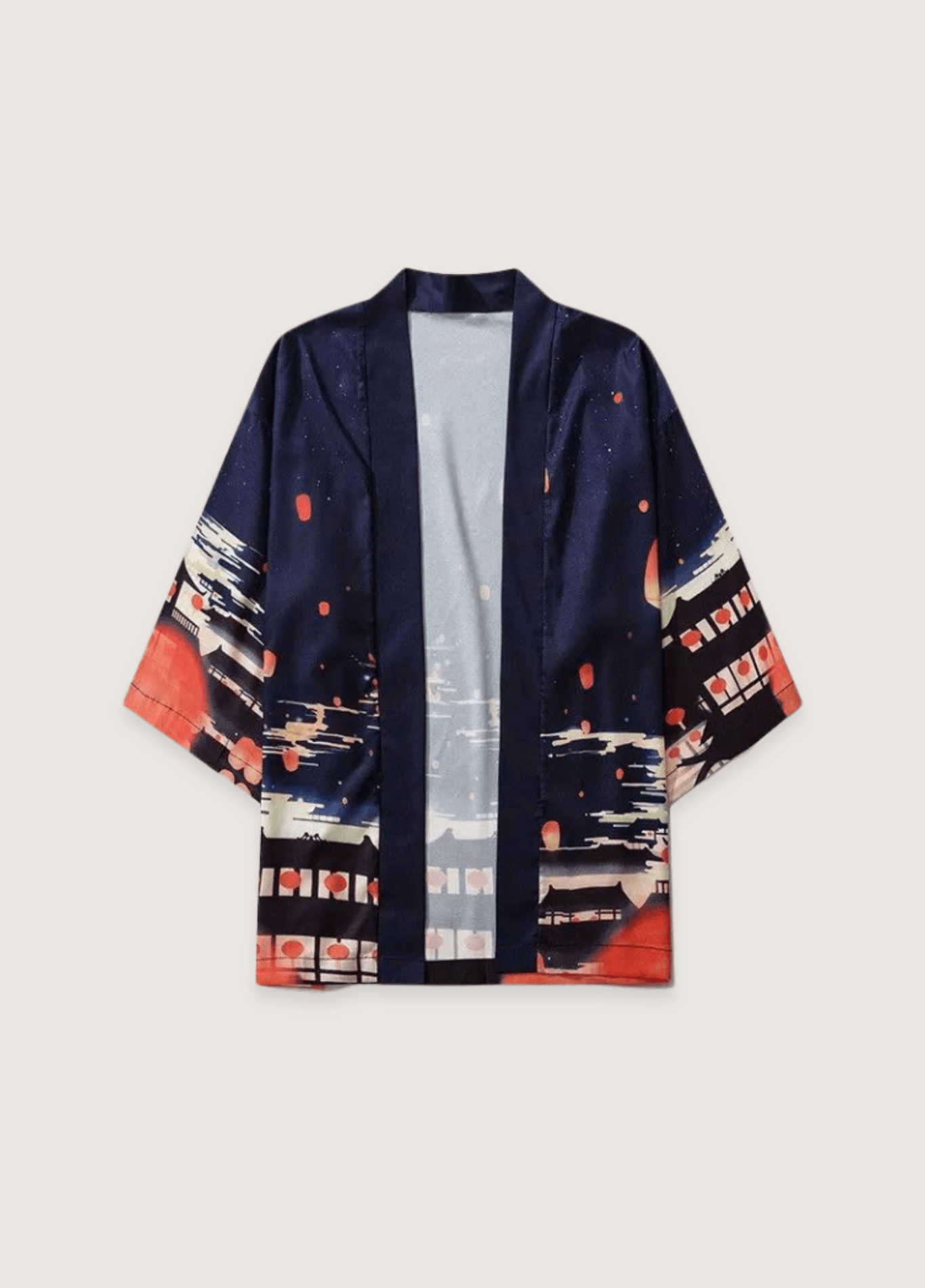 Kimono japonais | Lanternes Nocturnes bleu / unique