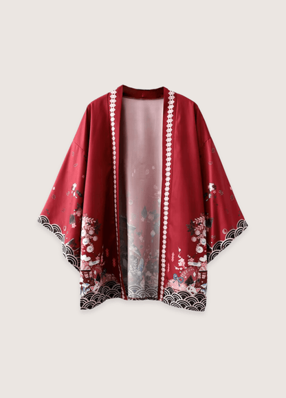 Kimono japonais | Rouge Mystique rouge / unique