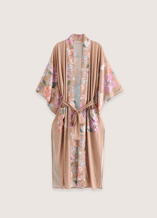 Kimono long beige rosé | Fleur et Paon Bohème Kimono long beige rosé | Fleur et Paon Bohème beige rosé / S