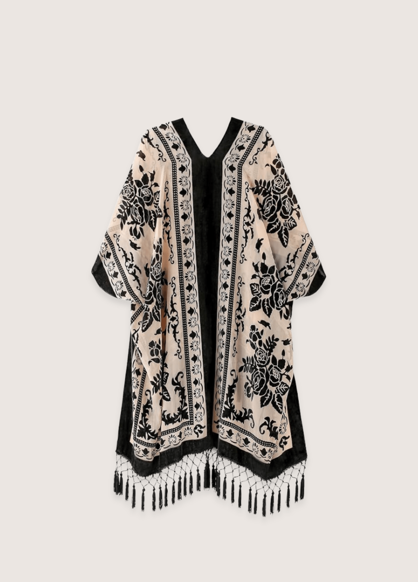 Veste kimono crème et noir crème/noir