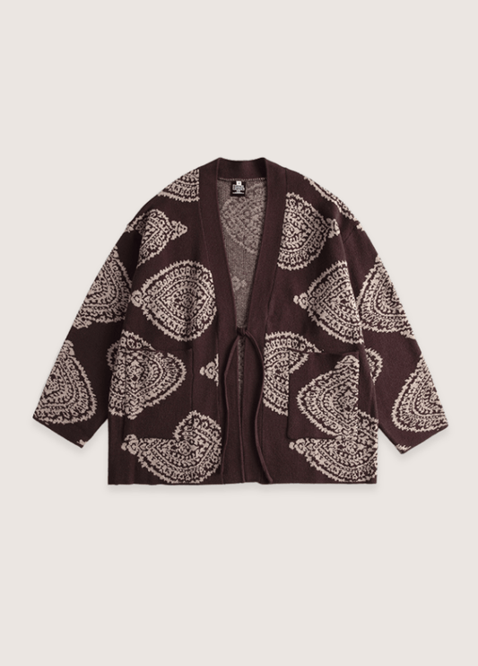 Veste kimono marron | Motifs Paisley Veste kimono marron | Motifs Paisley marron / M