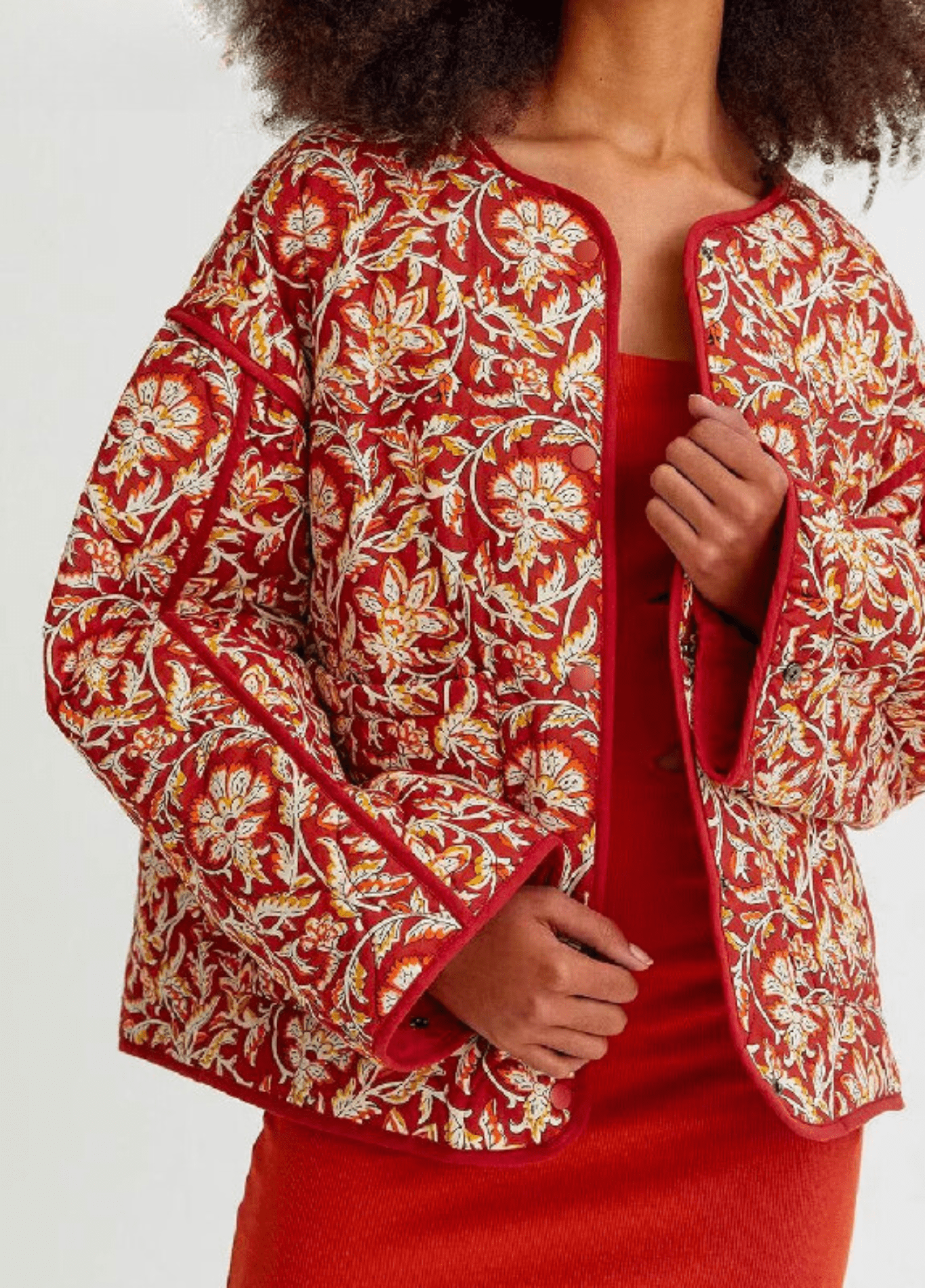 Veste kimono matelassée | Floral Terracotta Veste kimono matelassée | Floral Terracotta