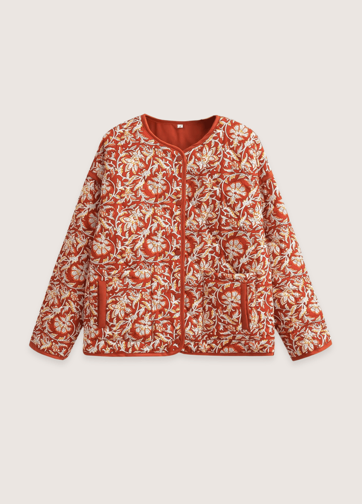Veste kimono matelassée femme Floral Terracotta