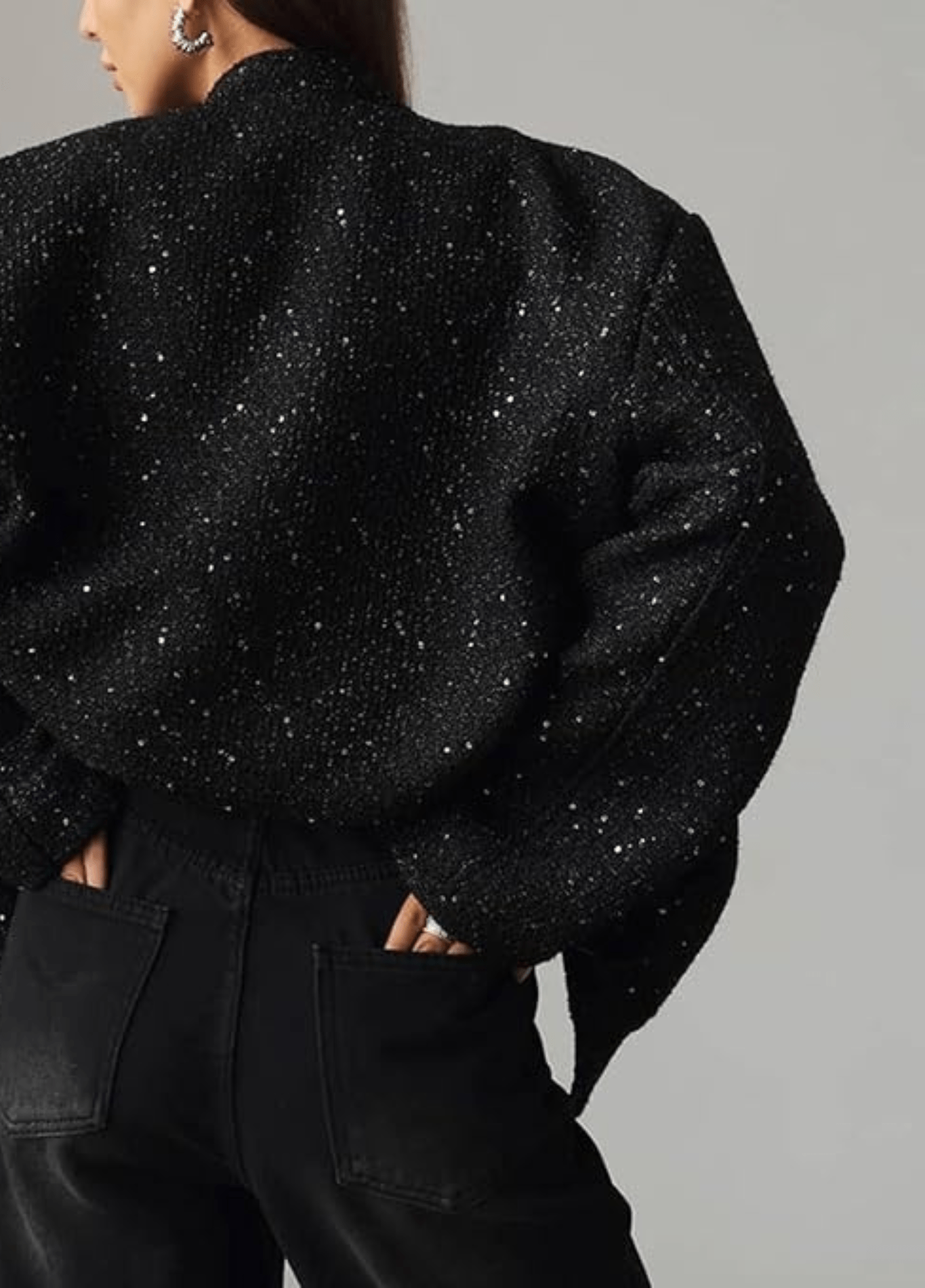 Veste kimono noir à paillettes | Hoshi Veste kimono noir à paillettes | Hoshi