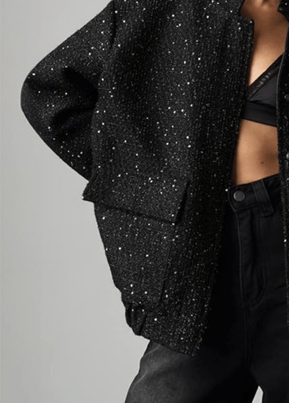 Veste kimono noir à paillettes | Hoshi Veste kimono noir à paillettes | Hoshi