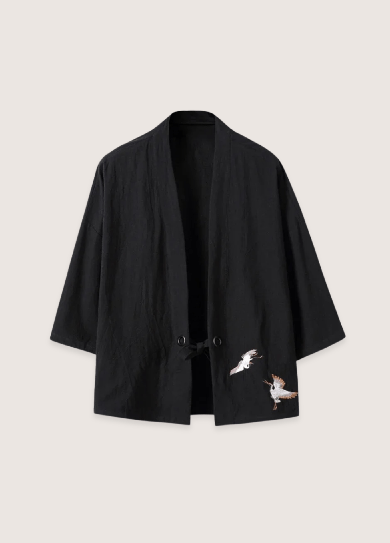 Veste kimono noir en lin noir / M     47 to 56kg